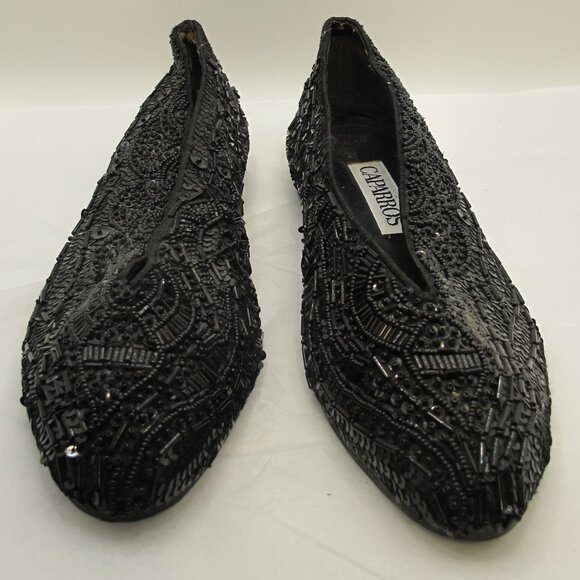Caparros black sequin and beaded ballet flats - 8.5 - Picture 1 of 8